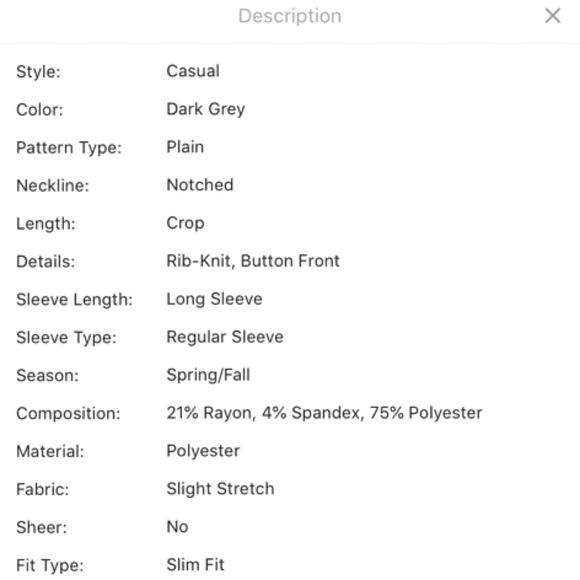 Dark Grey Button Front Shirt (Never Worn) - Picture 3 of 3